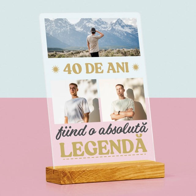 Colaj De Fotografii: 40 De Ani Fiind O Legendă - Imprimare Pe Sticlă Acrilică (Verticală)