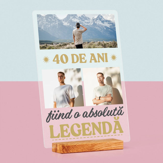 Colaj De Fotografii: 40 De Ani Fiind O Legendă - Imprimare Pe Sticlă Acrilică (Verticală)