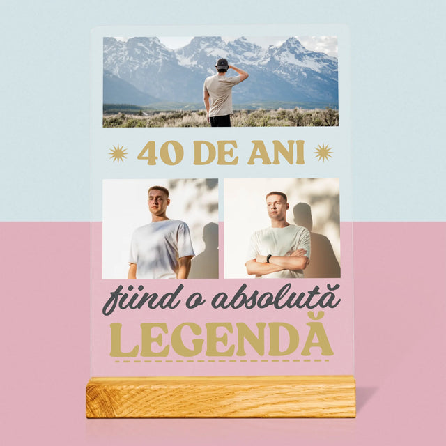 Colaj De Fotografii: 40 De Ani Fiind O Legendă - Imprimare Pe Sticlă Acrilică (Verticală)