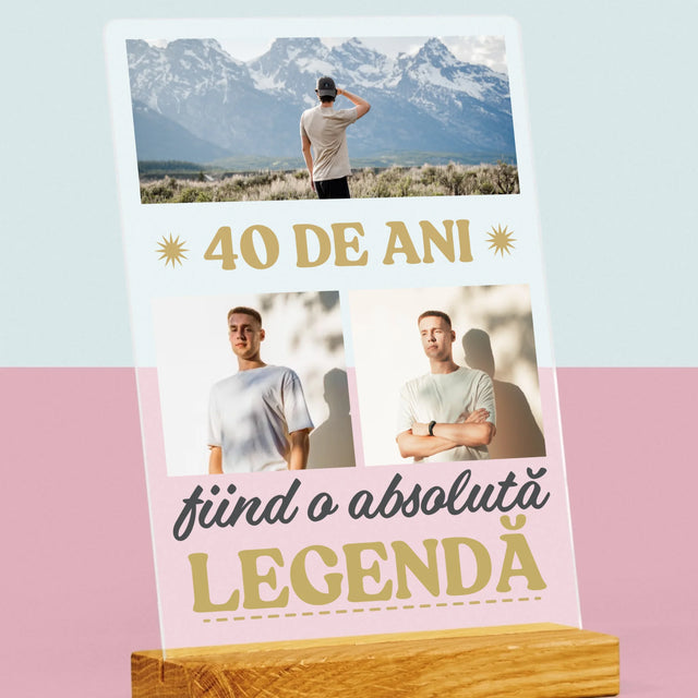 Colaj De Fotografii: 40 De Ani Fiind O Legendă - Imprimare Pe Sticlă Acrilică (Verticală)