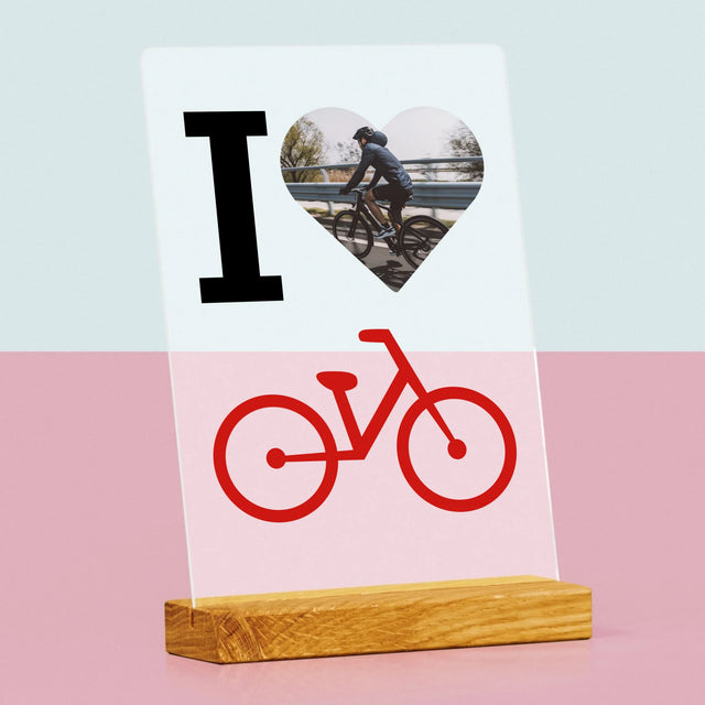Fotografie Si Semnătură: I Love Bicicletă - Imprimare Pe Sticlă Acrilică (Verticală)