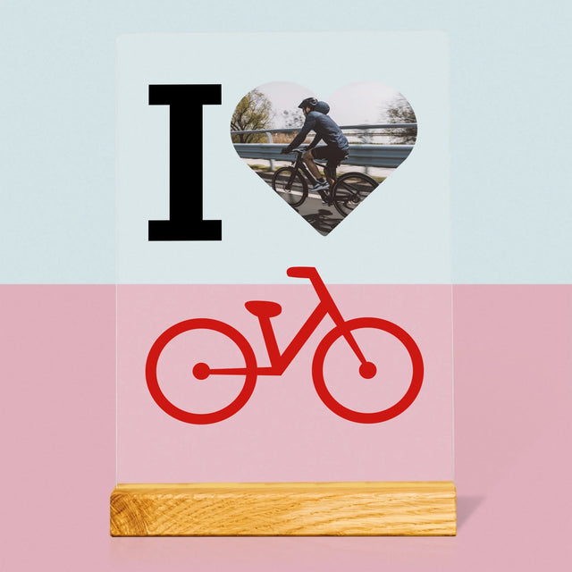 Fotografie Si Semnătură: I Love Bicicletă - Imprimare Pe Sticlă Acrilică (Verticală)
