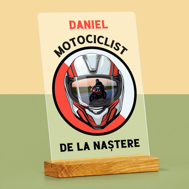 Fotografie Si Semnătură: Motociclist De La Naștere - Imprimare Pe Sticlă Acrilică (Verticală)