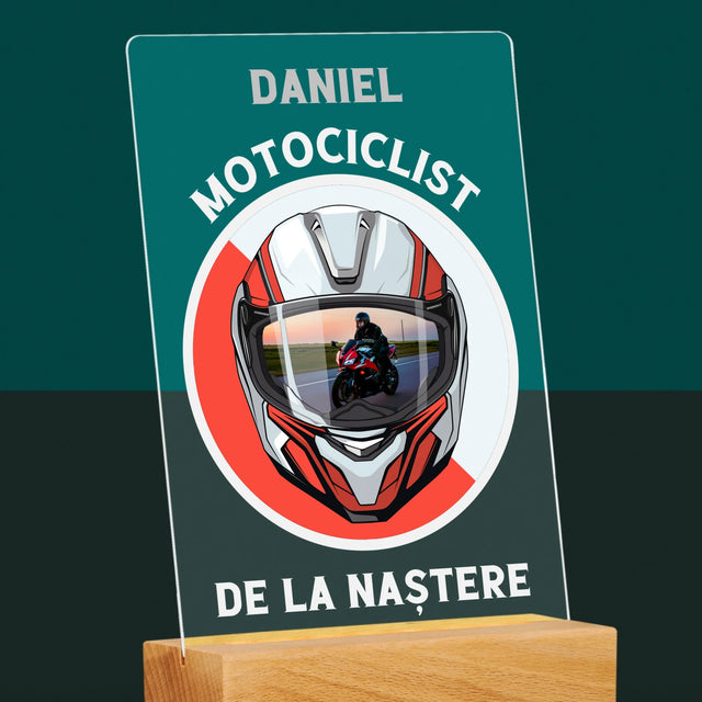 Fotografie Si Semnătură: Motociclist De La Naștere - Imprimare Pe Sticlă Acrilică (Verticală)