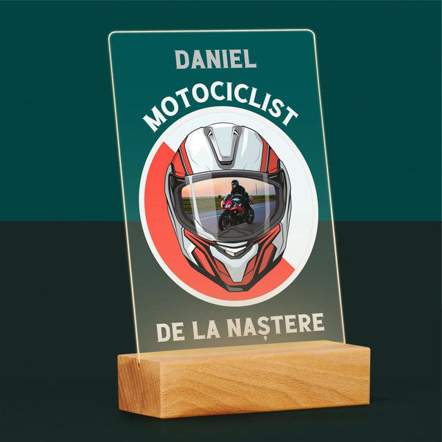 Fotografie Si Semnătură: Motociclist De La Naștere - Imprimare Pe Sticlă Acrilică (Verticală)