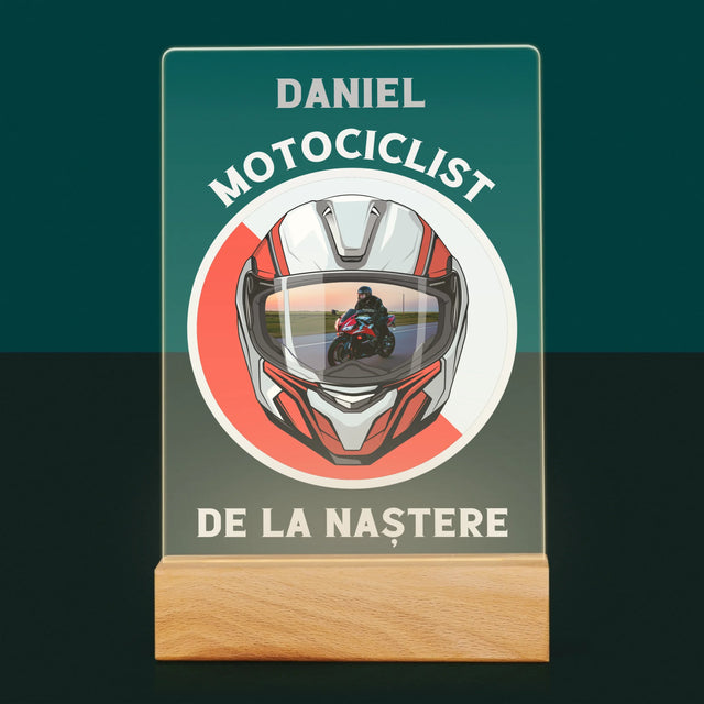 Fotografie Si Semnătură: Motociclist De La Naștere - Imprimare Pe Sticlă Acrilică (Verticală)