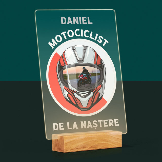 Fotografie Si Semnătură: Motociclist De La Naștere - Imprimare Pe Sticlă Acrilică (Verticală)