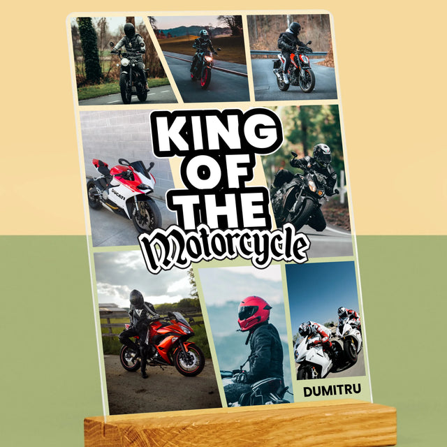 Colaj De Fotografii: King Of The Motorcycle - Imprimare Pe Sticlă Acrilică (Verticală)