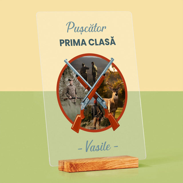 Colaj De Fotografii: Pușcător Prima Clasă - Imprimare Pe Sticlă Acrilică (Verticală)