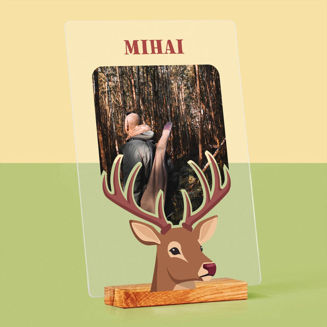 Fotografie Si Semnătură: Cerb - Imprimare Pe Sticlă Acrilică (Verticală)