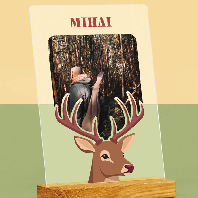 Fotografie Si Semnătură: Cerb - Imprimare Pe Sticlă Acrilică (Verticală)