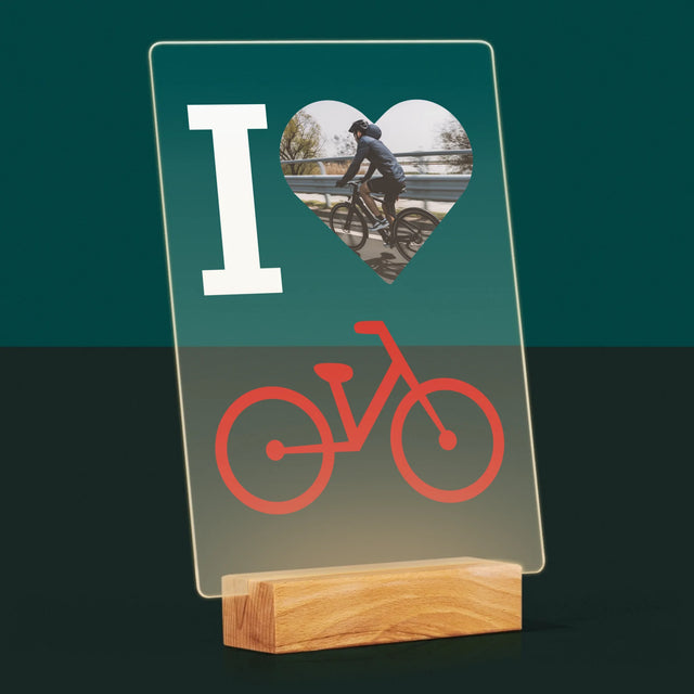 Fotografie Si Semnătură: I Love Bicicletă - Imprimare Pe Sticlă Acrilică (Verticală)