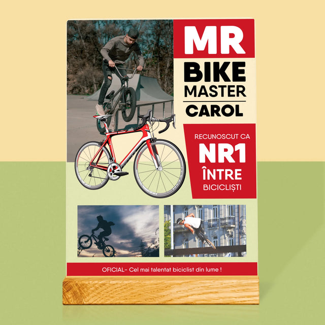 Copertă Derevistă: Mr Bike Master - Imprimare Pe Sticlă Acrilică (Verticală)