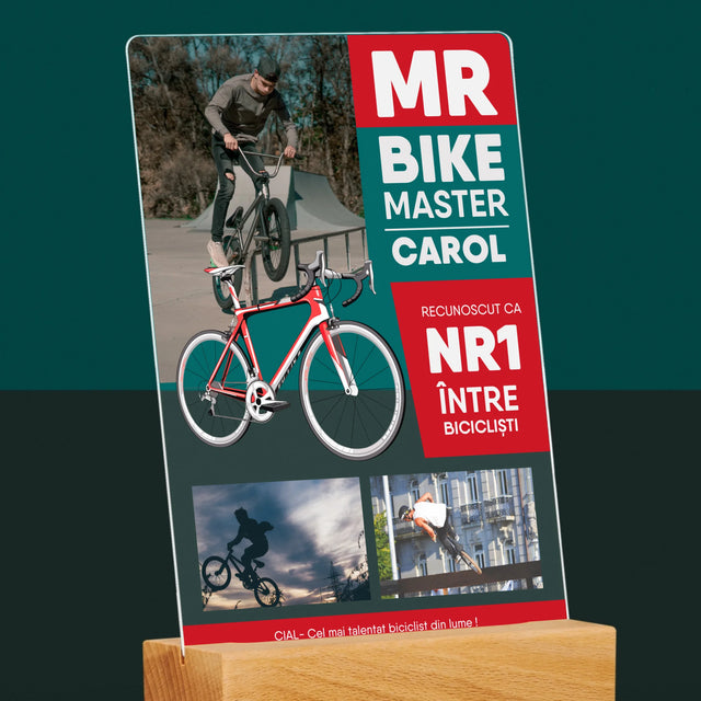 Copertă Derevistă: Mr Bike Master - Imprimare Pe Sticlă Acrilică (Verticală)