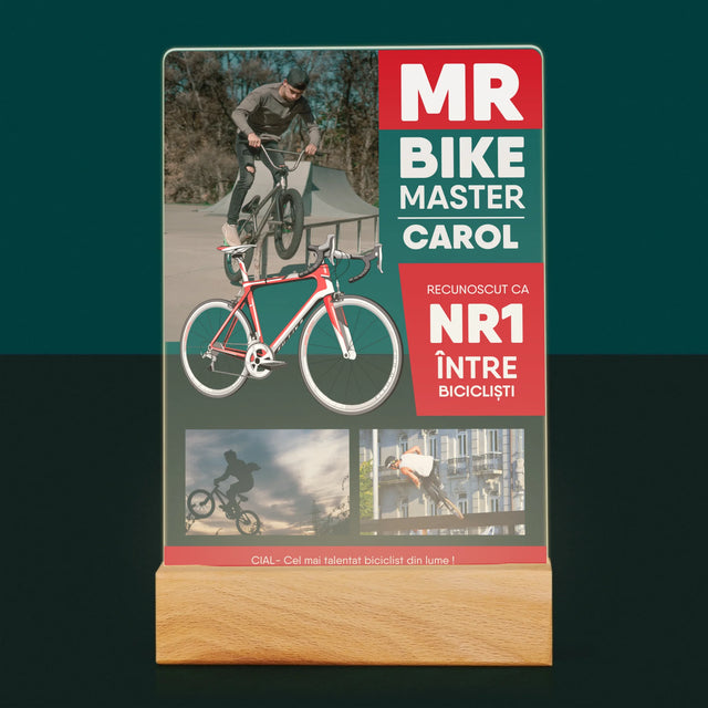 Copertă Derevistă: Mr Bike Master - Imprimare Pe Sticlă Acrilică (Verticală)