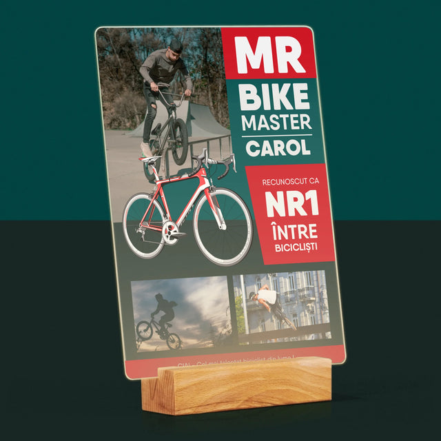 Copertă Derevistă: Mr Bike Master - Imprimare Pe Sticlă Acrilică (Verticală)