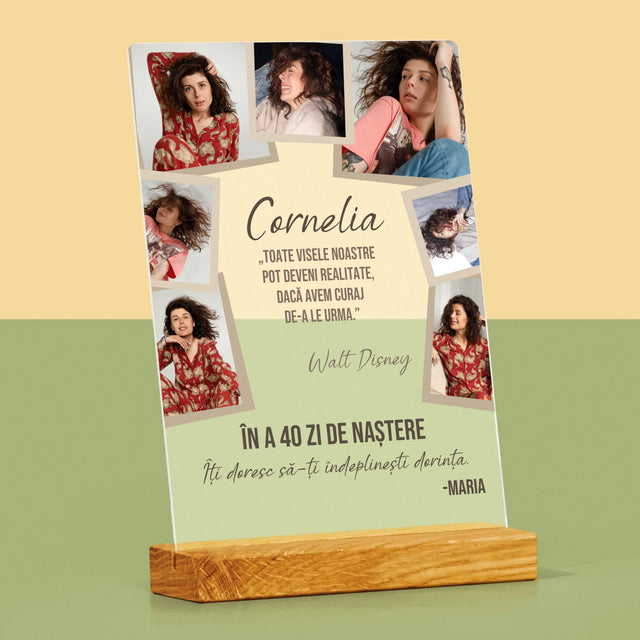 Colaj De Fotografii: 40 Zi De Naștere Realizeați Dorințele - Imprimare Pe Sticlă Acrilică (Verticală)