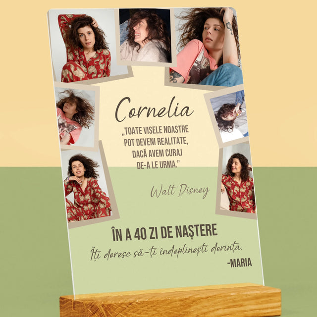 Colaj De Fotografii: 40 Zi De Naștere Realizeați Dorințele - Imprimare Pe Sticlă Acrilică (Verticală)