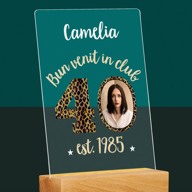 Fotografie Si Semnătură: Bun Venit În Clubul 40 - Imprimare Pe Sticlă Acrilică (Verticală)