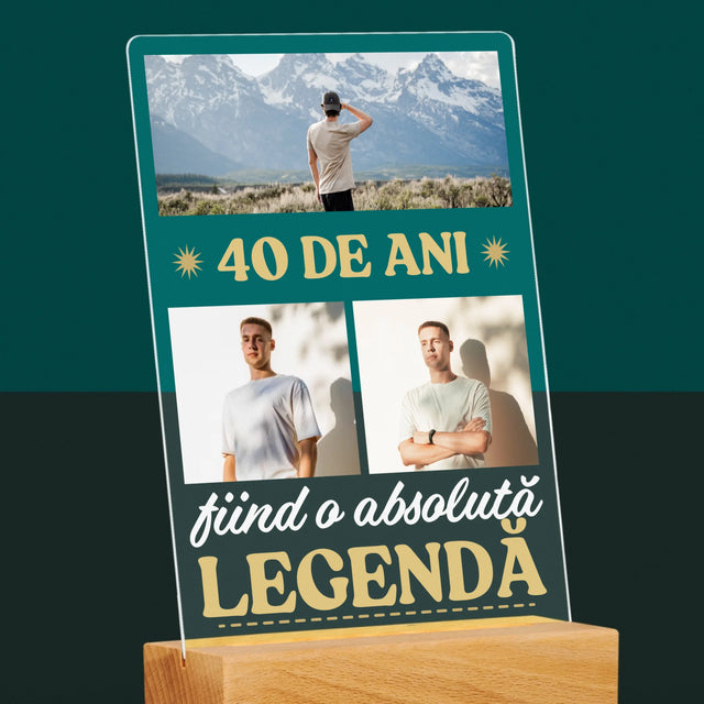 Colaj De Fotografii: 40 De Ani Fiind O Legendă - Imprimare Pe Sticlă Acrilică (Verticală)