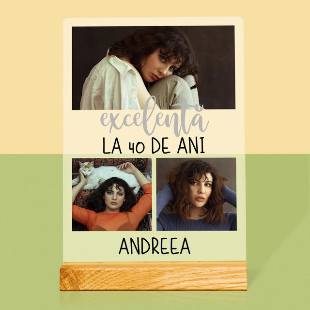 Colaj De Fotografii: Excelentă La 40 De Ani - Imprimare Pe Sticlă Acrilică (Verticală)