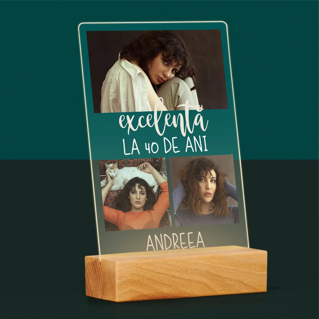 Colaj De Fotografii: Excelentă La 40 De Ani - Imprimare Pe Sticlă Acrilică (Verticală)