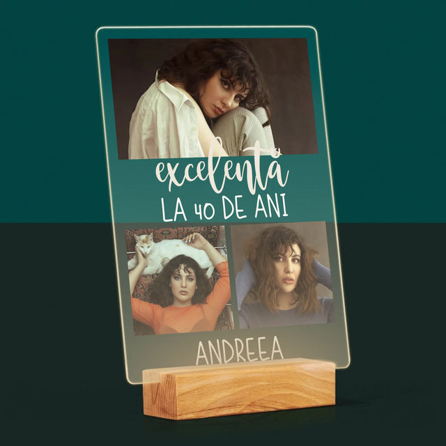 Colaj De Fotografii: Excelentă La 40 De Ani - Imprimare Pe Sticlă Acrilică (Verticală)