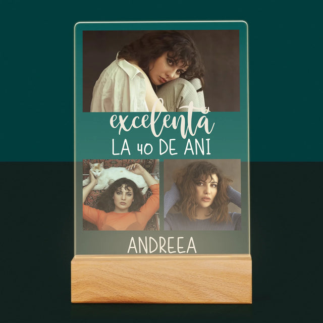 Colaj De Fotografii: Excelentă La 40 De Ani - Imprimare Pe Sticlă Acrilică (Verticală)
