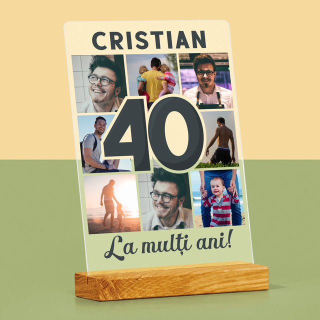 Colaj De Fotografii: 40 De Ani - Imprimare Pe Sticlă Acrilică (Verticală)