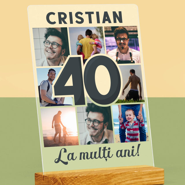 Colaj De Fotografii: 40 De Ani - Imprimare Pe Sticlă Acrilică (Verticală)