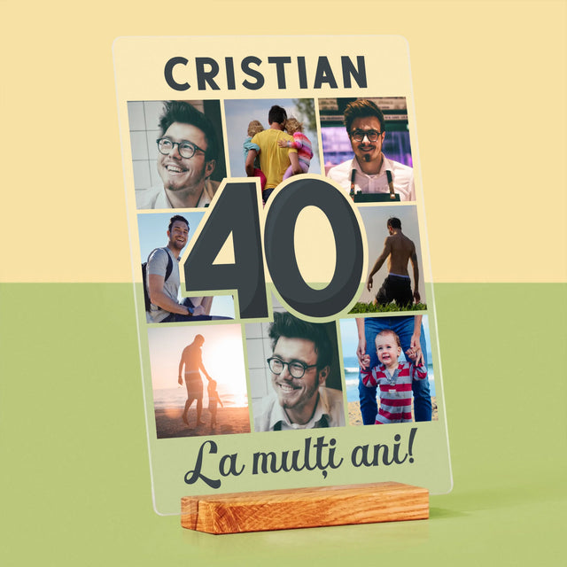 Colaj De Fotografii: 40 De Ani - Imprimare Pe Sticlă Acrilică (Verticală)