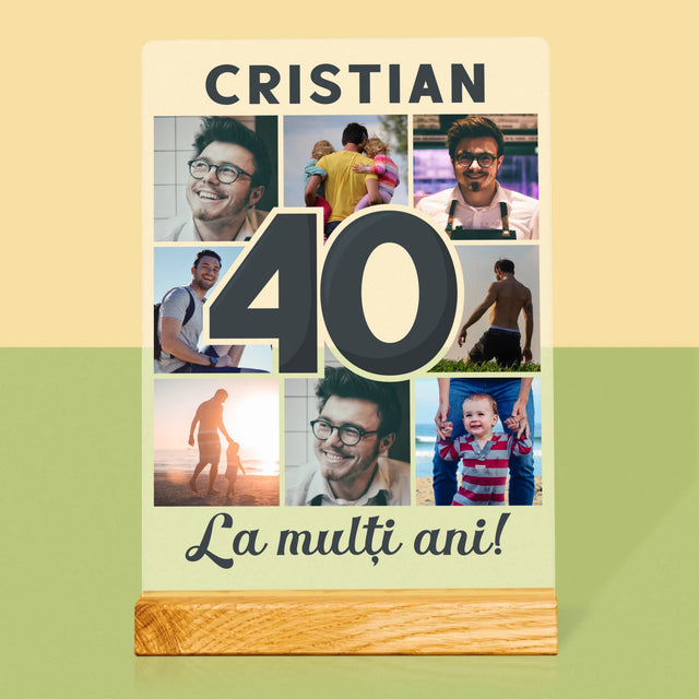Colaj De Fotografii: 40 De Ani - Imprimare Pe Sticlă Acrilică (Verticală)