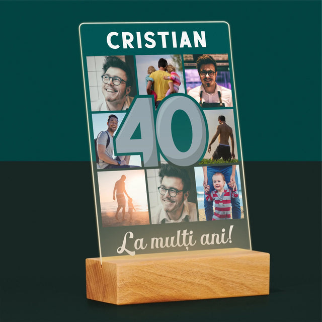 Colaj De Fotografii: 40 De Ani - Imprimare Pe Sticlă Acrilică (Verticală)