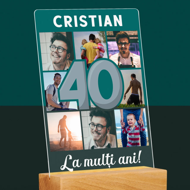 Colaj De Fotografii: 40 De Ani - Imprimare Pe Sticlă Acrilică (Verticală)