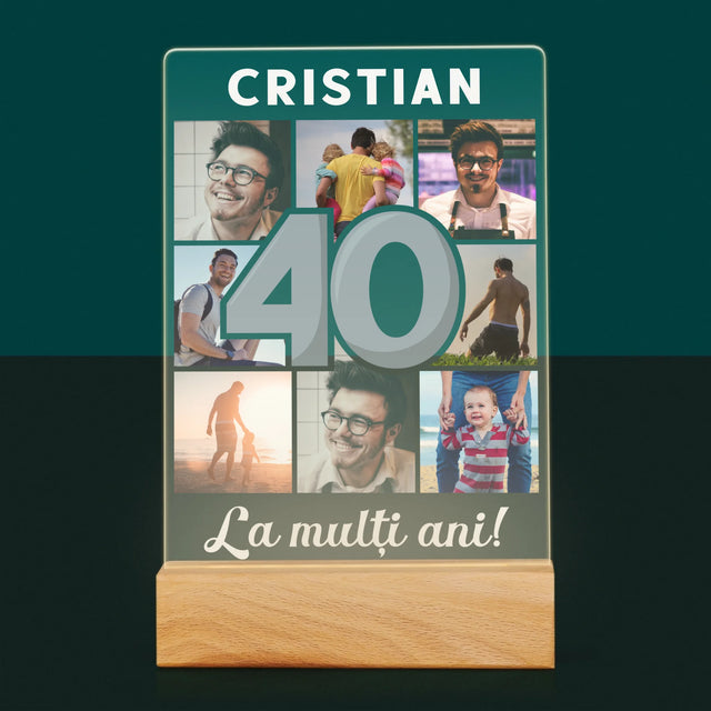 Colaj De Fotografii: 40 De Ani - Imprimare Pe Sticlă Acrilică (Verticală)