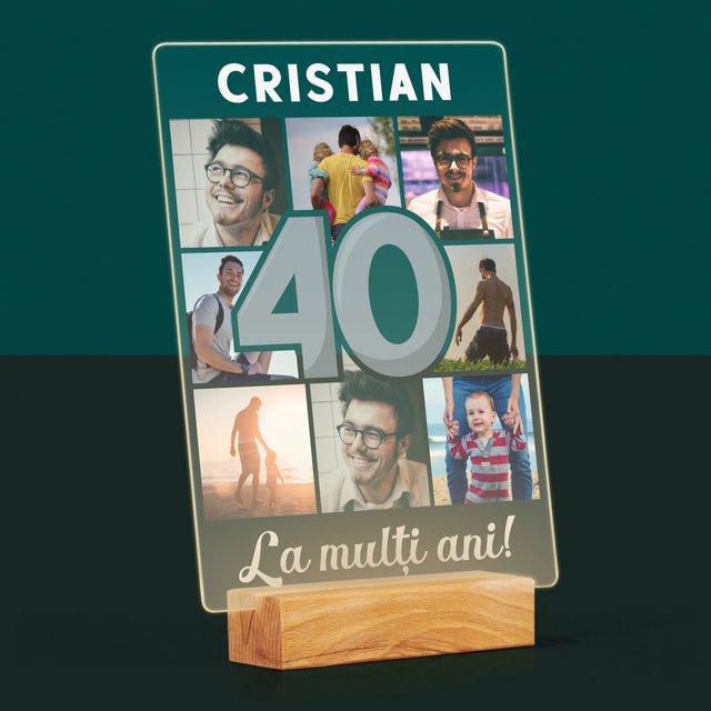 Colaj De Fotografii: 40 De Ani - Imprimare Pe Sticlă Acrilică (Verticală)