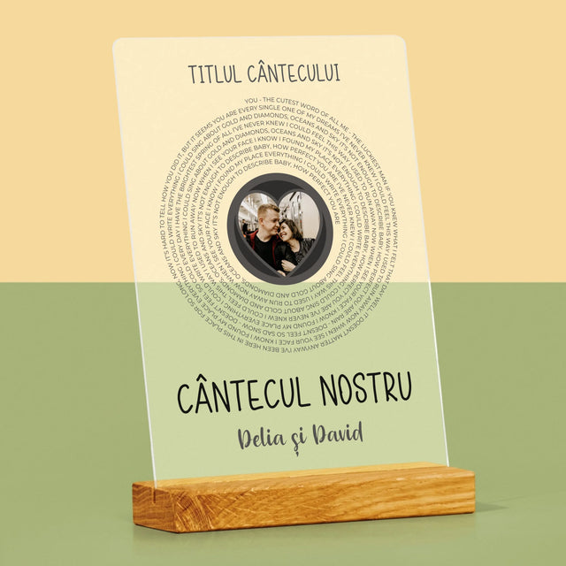Fotografie Si Semnătură: Cântecul Nostru Cu Text - Imprimare Pe Sticlă Acrilică (Verticală)