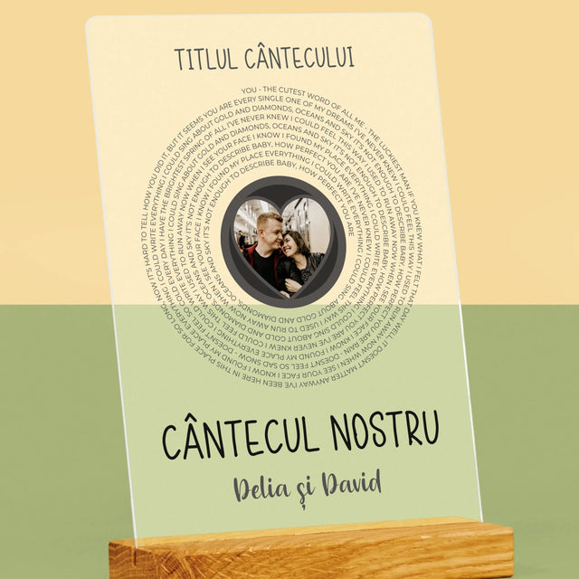 Fotografie Si Semnătură: Cântecul Nostru Cu Text - Imprimare Pe Sticlă Acrilică (Verticală)