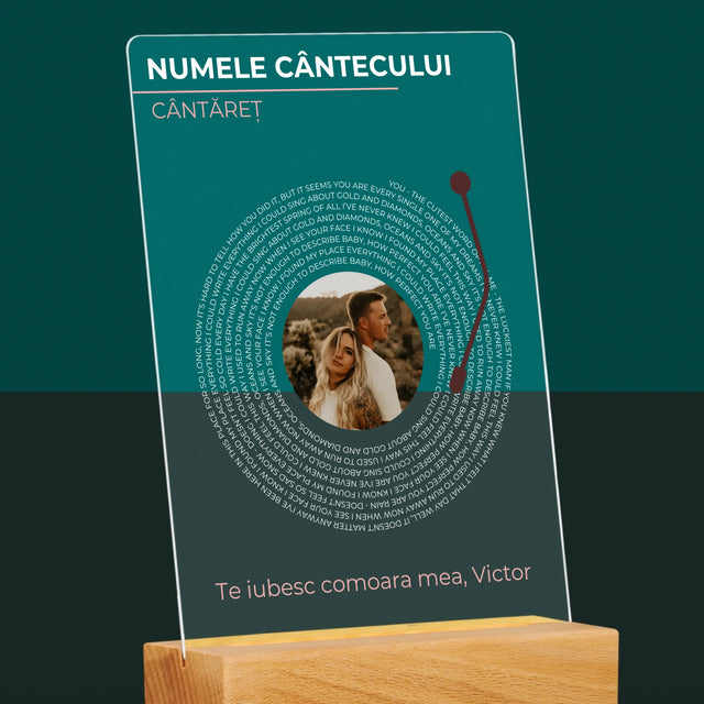 Fotografie Si Semnătură: Cântecul Nostru Album Vinil - Imprimare Pe Sticlă Acrilică (Verticală)