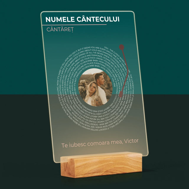 Fotografie Si Semnătură: Cântecul Nostru Album Vinil - Imprimare Pe Sticlă Acrilică (Verticală)