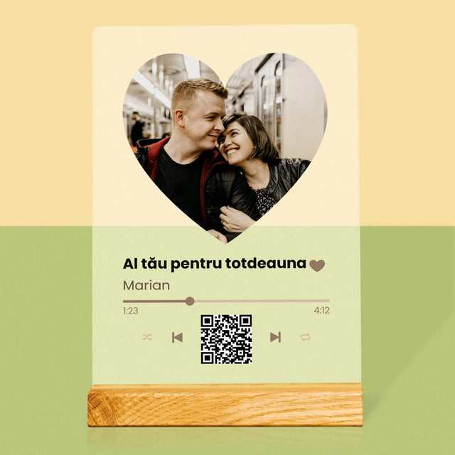 Fotografie Si Semnătură: Cântecul Nostru Inimă Cod Qr - Imprimare Pe Sticlă Acrilică (Verticală)