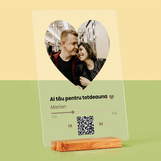 Fotografie Si Semnătură: Cântecul Nostru Inimă Cod Qr - Imprimare Pe Sticlă Acrilică (Verticală)