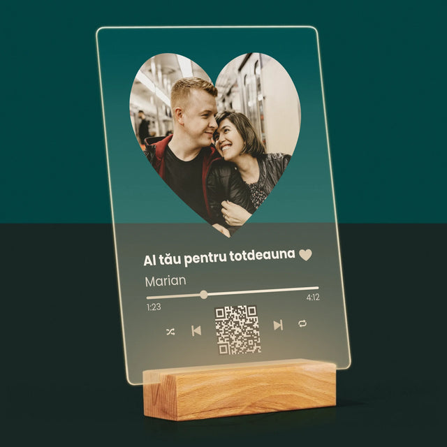 Fotografie Si Semnătură: Cântecul Nostru Inimă Cod Qr - Imprimare Pe Sticlă Acrilică (Verticală)