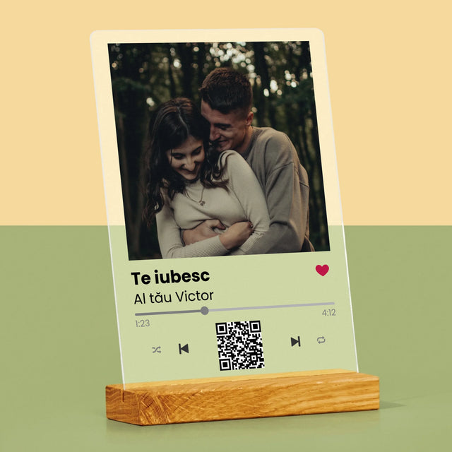 Fotografie Si Semnătură: Spotify Cu Cod Qr - Imprimare Pe Sticlă Acrilică (Verticală)