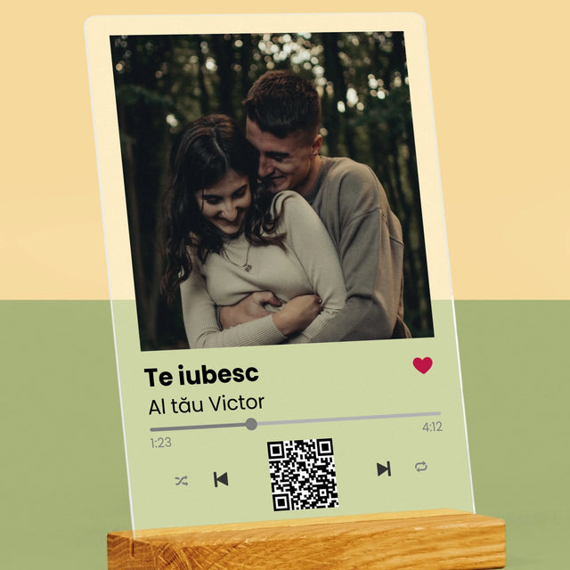 Fotografie Si Semnătură: Spotify Cu Cod Qr - Imprimare Pe Sticlă Acrilică (Verticală)