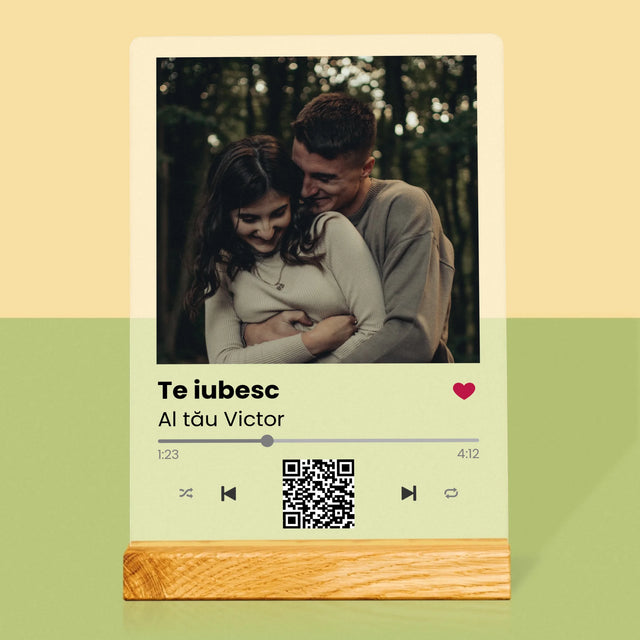 Fotografie Si Semnătură: Spotify Cu Cod Qr - Imprimare Pe Sticlă Acrilică (Verticală)