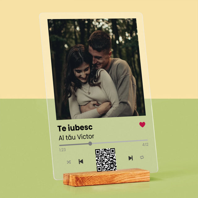 Fotografie Si Semnătură: Spotify Cu Cod Qr - Imprimare Pe Sticlă Acrilică (Verticală)