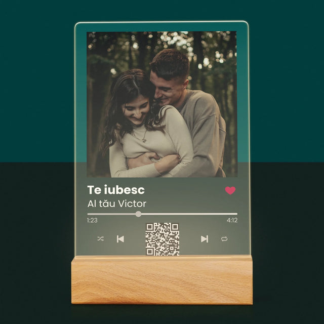 Fotografie Si Semnătură: Spotify Cu Cod Qr - Imprimare Pe Sticlă Acrilică (Verticală)