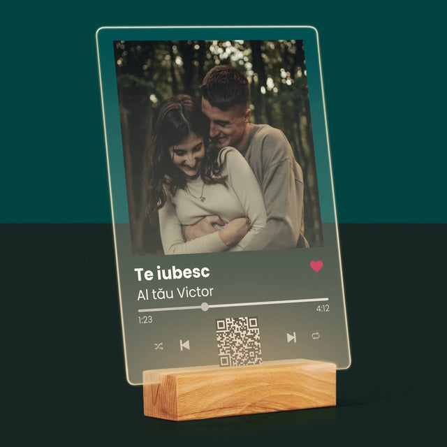 Fotografie Si Semnătură: Spotify Cu Cod Qr - Imprimare Pe Sticlă Acrilică (Verticală)