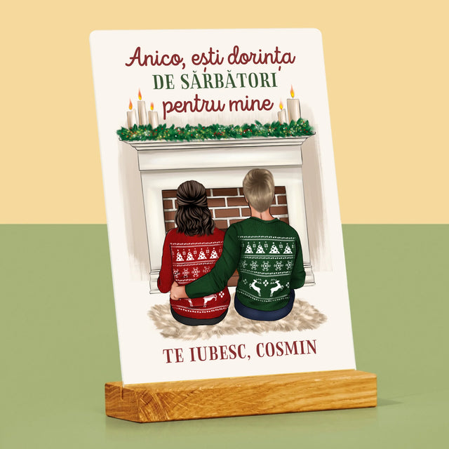 Creator De Personaj: Cuplu Crăciun - Imprimare Pe Sticlă Acrilică (Verticală)